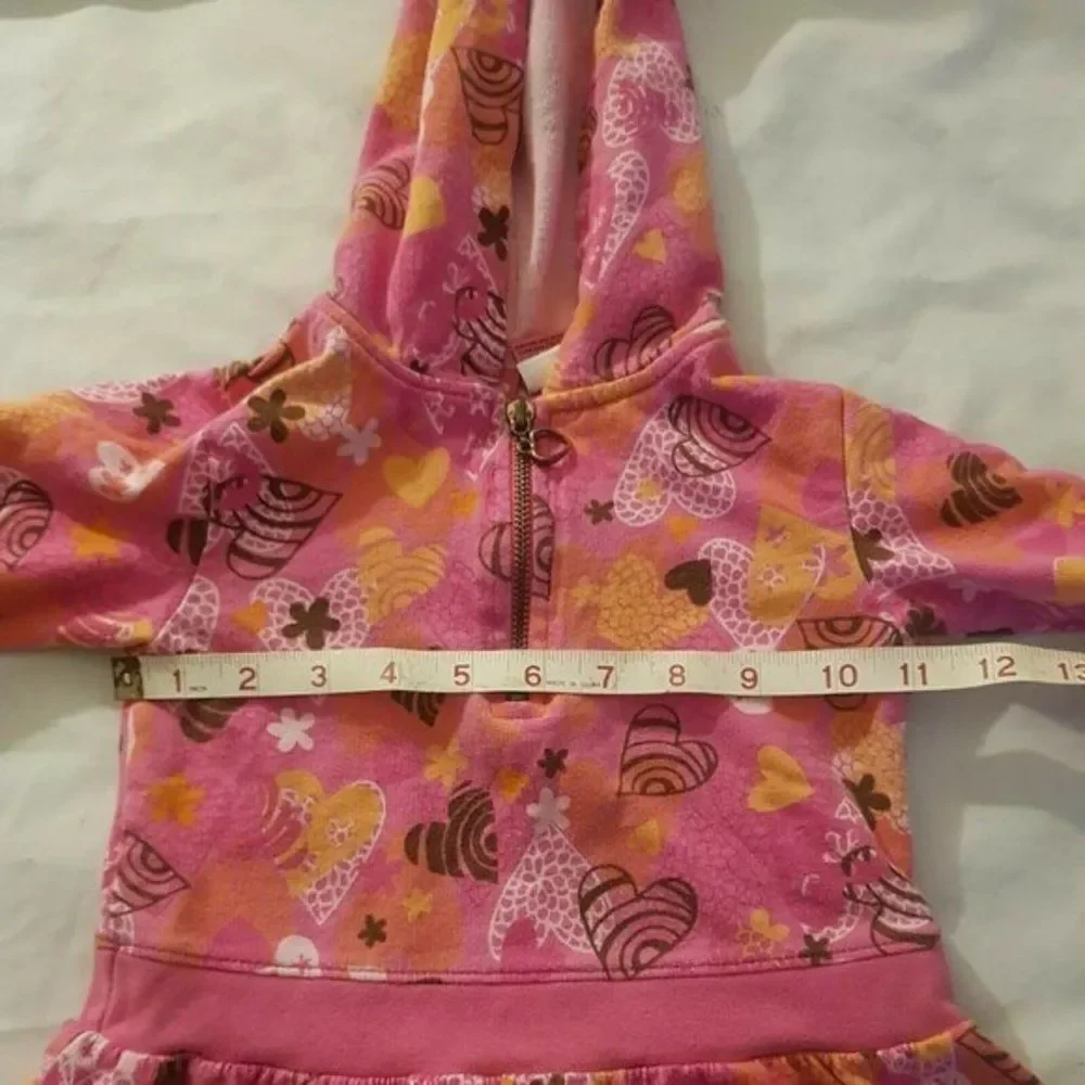 Chelsea's Sweater Hooded Corner Toddler Girl Size 3T Button Pink Green Stripes